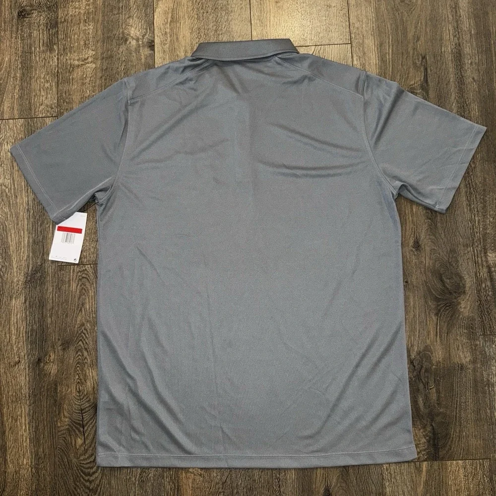 NWT Nike Men's Shirt Size L Gray Dri Fit‎ Polo Golf Short Sleeve-Company Logo